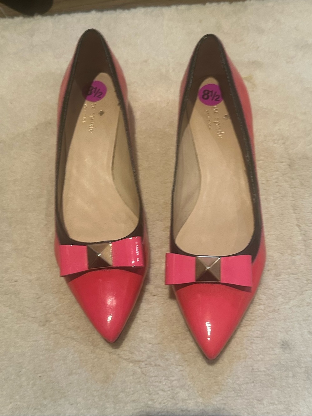 kate spade Pointed Bow-Accent Flats in Bright Pink sz 8.5